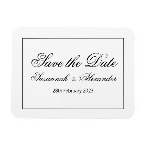 Modern and Elegant Black and White Save the Date Magnet