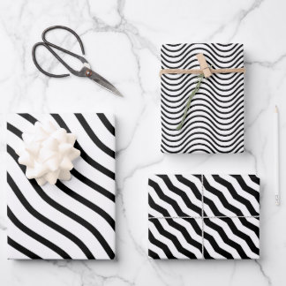 Modern and Elegant black and white Striped gift Wrapping Paper Sheets