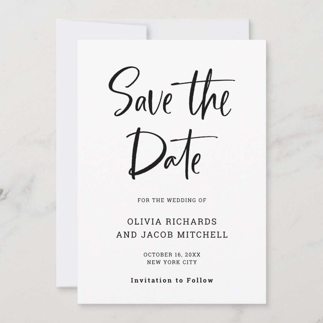 Modern and Elegant | Black and White Wedding Save The Date | Zazzle