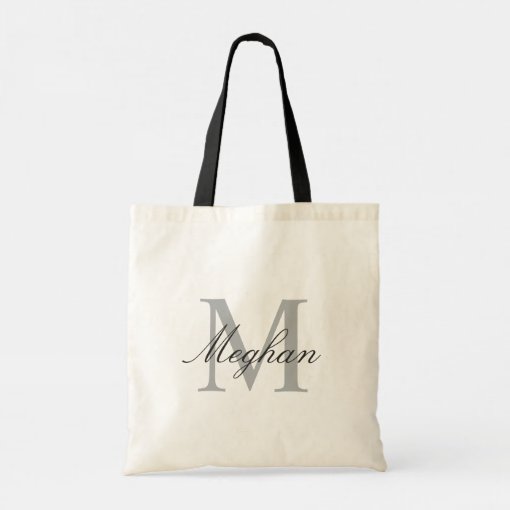 Modern And Elegant Black Personalized Monogram Tote Bag | Zazzle