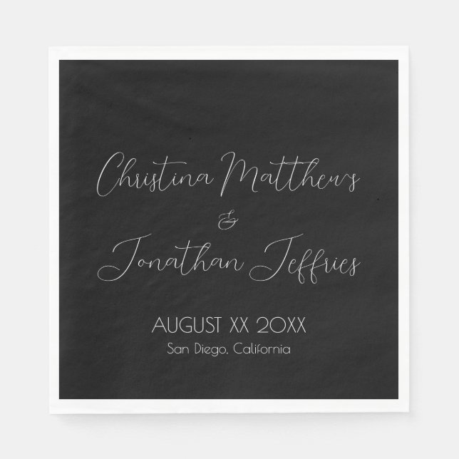 Modern and Elegant Black Wedding Napkins (Front)
