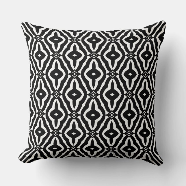 Modern and Elegant Black & White Throw Pillow (Front)