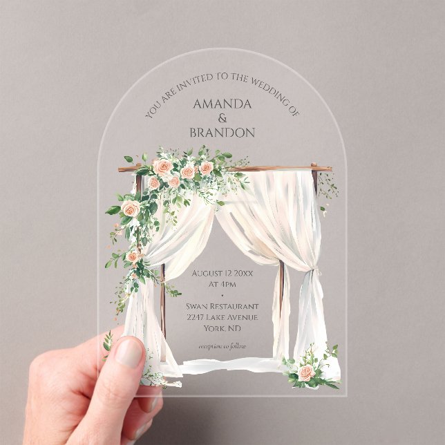 Modern and elegant boho wedding  acrylic invitations (Insitu (Handheld))
