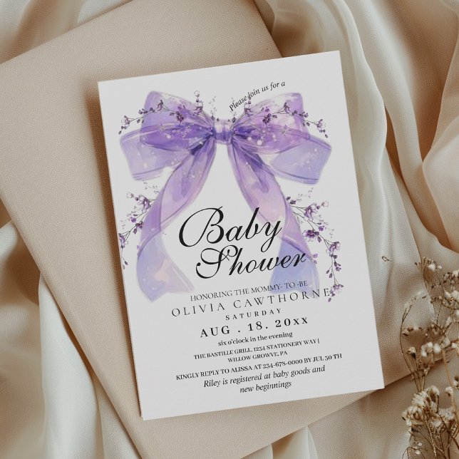 Modern and elegant Bow Baby Shower Invitation (Creator Uploaded)