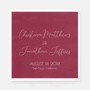 Modern and Elegant Burgundy Wedding Napkins