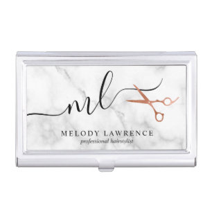 Modern and elegant business cards for hairstylists business card case