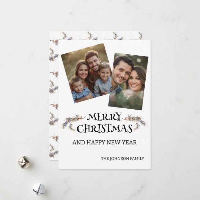 Modern and Elegant Christmas Photo Personalized  Holiday Card (Front/Back In Situ)