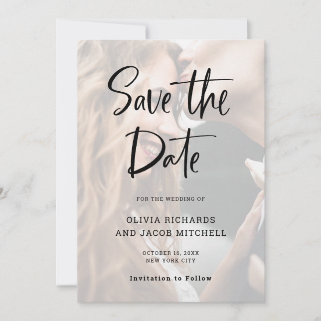 Modern and Elegant | Custom Photo Wedding Save The Date (Front)