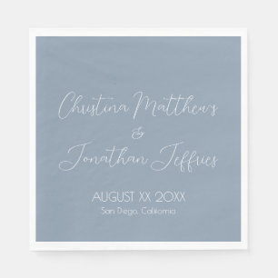 Modern and Elegant Dusty Blue Wedding Napkins