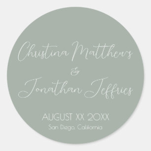 Modern and Elegant Eucalyptus Wedding Classic Round Sticker