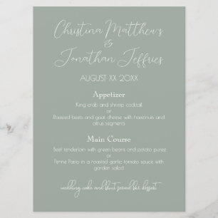 Modern and Elegant Eucalyptus Wedding Dinner Menu