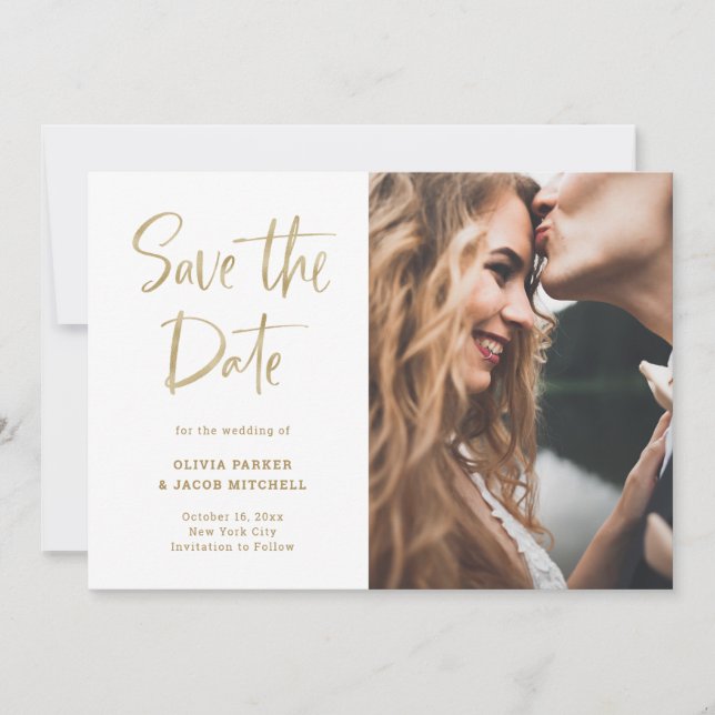 Modern and Elegant Faux Gold | Photo Save The Date (Front)