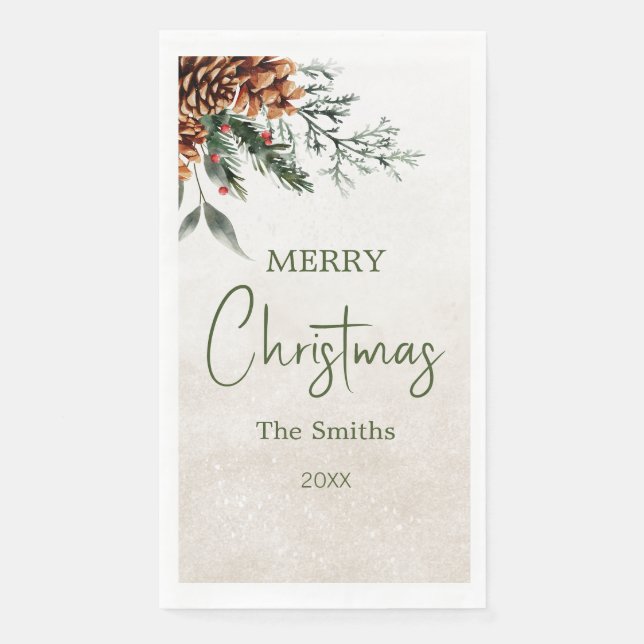 Modern and elegant fir cones paper guest towels (Front)