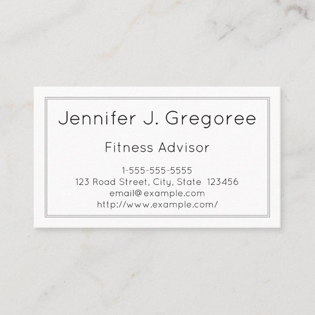 Modern and Elegant Fitness Advisor Business Card (Front)