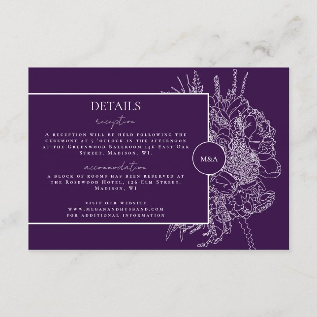 Modern and Elegant Floral Boquet Details Card (Front)