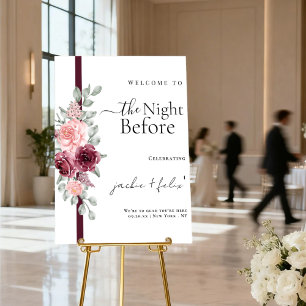 Modern And Elegant Floral Dinner Rehearsal Welcome Foam Board