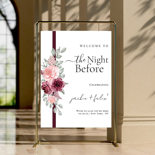 Modern And Elegant Floral Dinner Rehearsal Welcome Foam Board (Creator Uploaded)