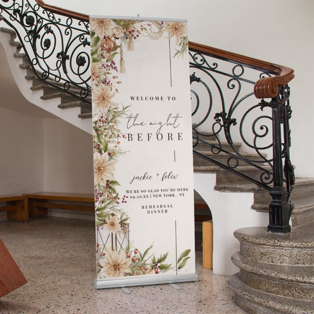 Modern And Elegant Floral Rehearsal Dinner Retractable Banner (Creator Uploaded)