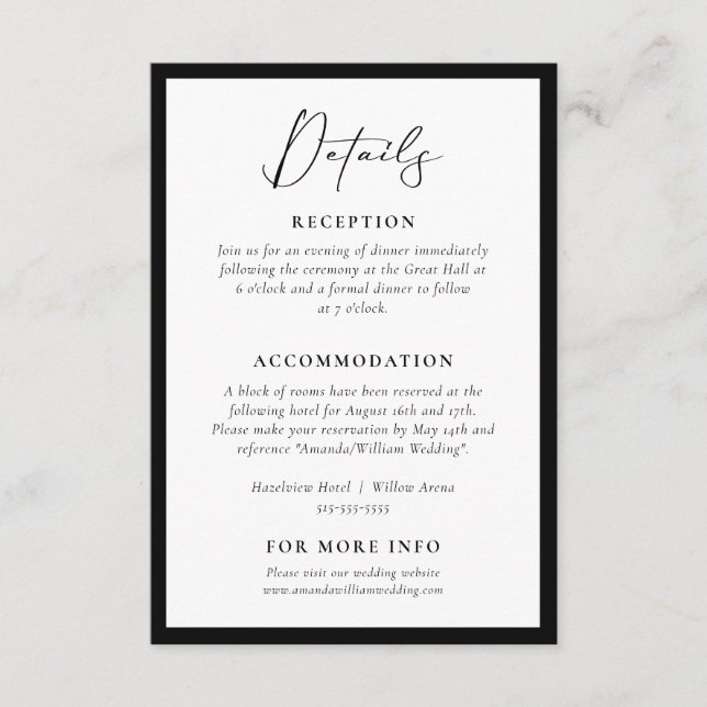 Modern and Elegant Frame Details Enclosure Card (Front)