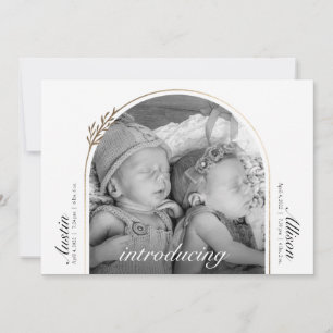 Modern and Elegant Golden Arch Twins Birth Announcement