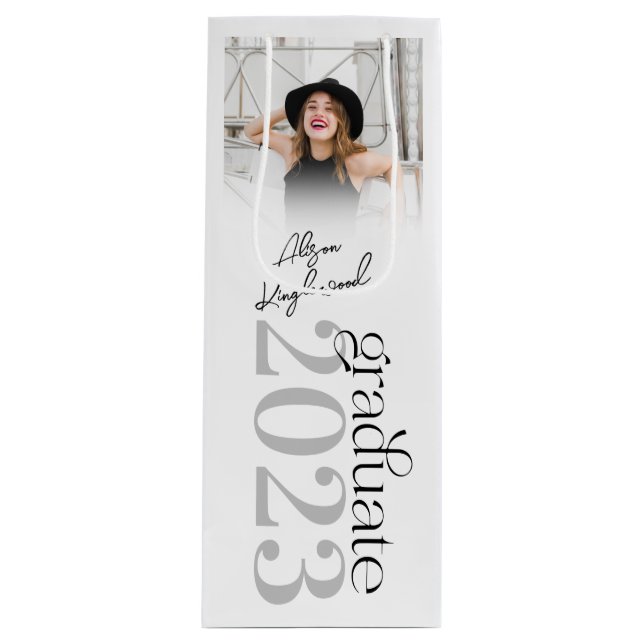 Modern and Elegant Graduation Gift Wine Gift Bag (Front)