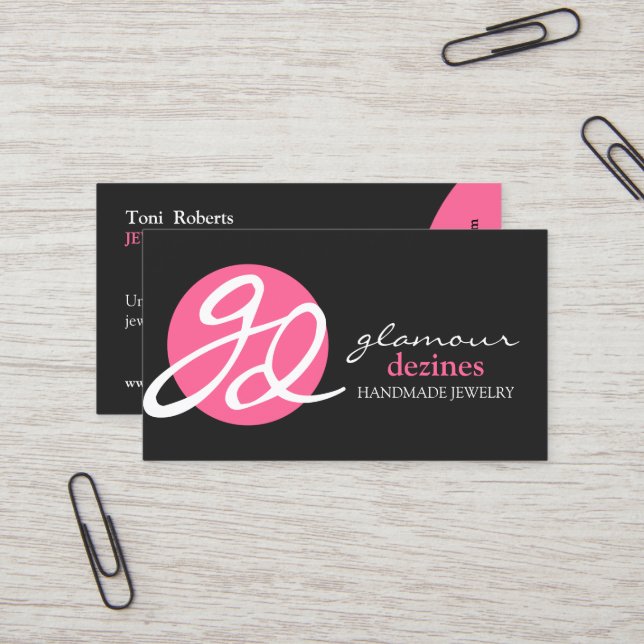 Modern and Elegant Jewelry Designer Business Card (Front/Back In Situ)