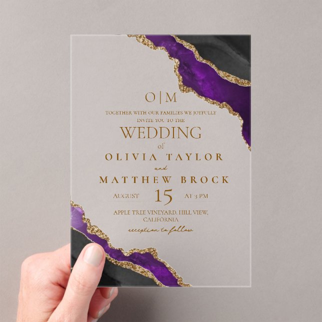 Modern and elegant Marble Wedding  Acrylic Invitations (Insitu (Handheld))