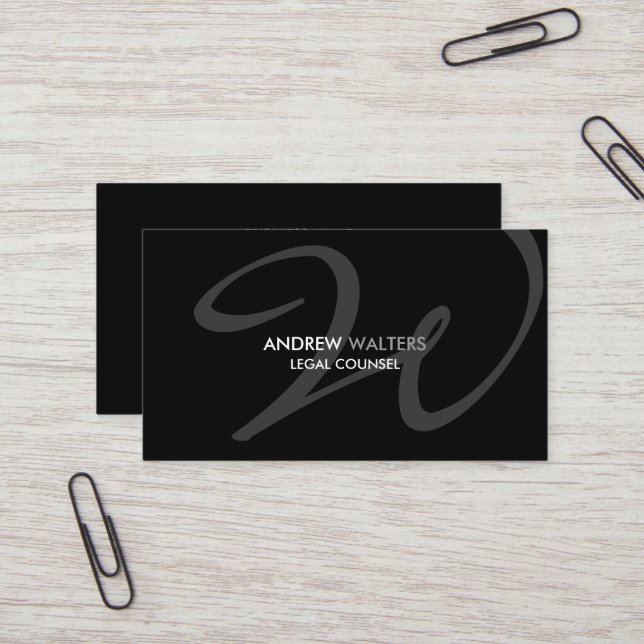 Modern and Elegant Monogram Business Card (Front/Back In Situ)
