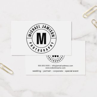 Modern and Elegant Monogram Curved Text Business Card