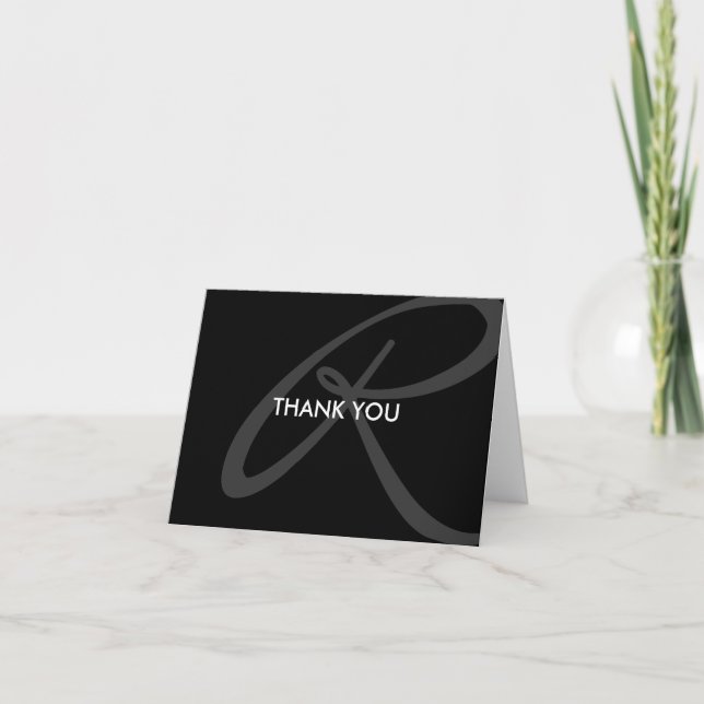 Modern and Elegant Monogram Thank You Card (Front)