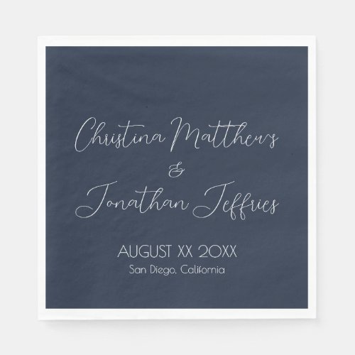 Modern and Elegant Navy Blue Wedding Napkins