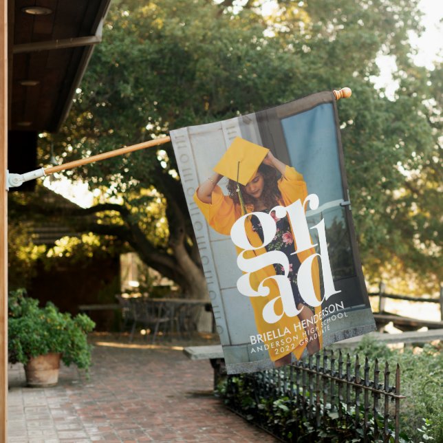 Modern and Elegant Photo Graduation House Flag (In SItu)