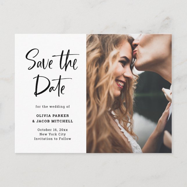 Modern and Elegant Photo Save the Date Announcement Postcard (Front)