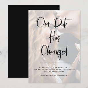 Modern and Elegant   Photo Wedding Change of Date Invitation