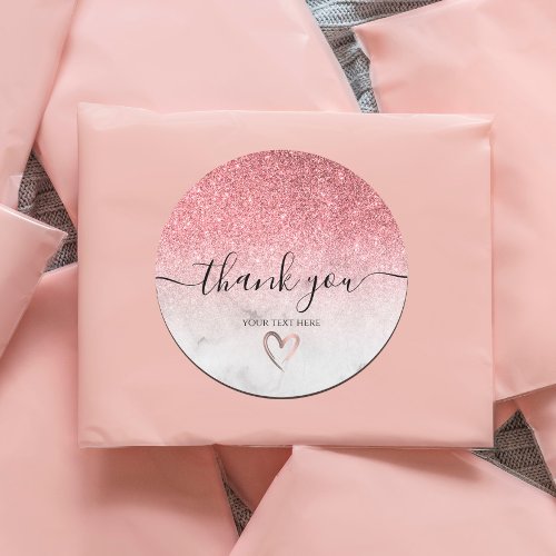 modern and elegant rose gold glitter marble   classic round sticker