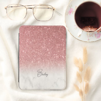 Modern And Elegant Rose Gold Glitter Marble Kindle Cover