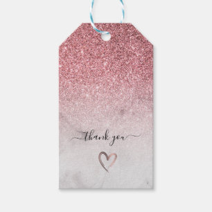 Modern and elegant rose gold glitter white marble gift tags