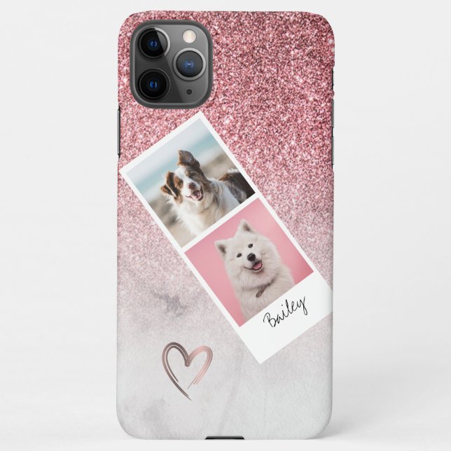 Modern and elegant rose gold glitter white marble  iPhone case (Back)