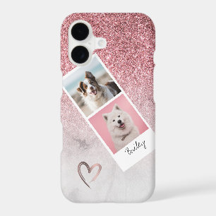 Modern and elegant rose gold glitter white marble iPhone 17 case