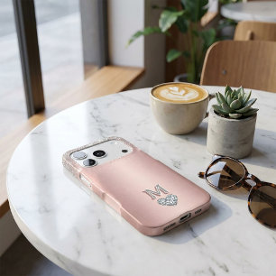 Modern and elegant rose gold glitter white marble  iPhone 17 pro case