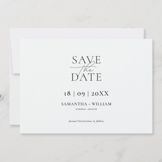 Modern and Elegant Simple Save the Date Invitation (Front)