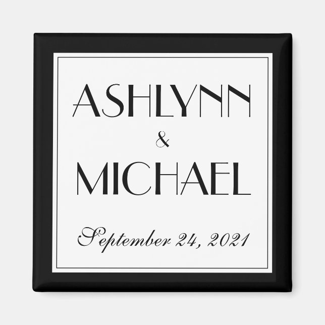 Modern and Elegant Stylish Wedding Date Magnet (Front)