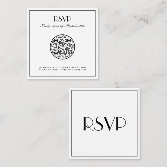 Modern and Elegant Stylish Wedding Large RSVP Note (Front/Back)