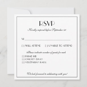 Modern and Elegant Stylish Wedding Large RSVP Note Card