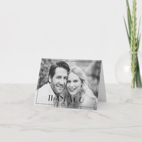 Modern and Elegant Stylish Wedding Photo Thank You Card