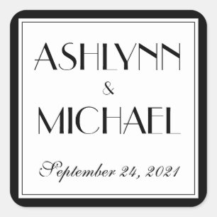 Modern and Elegant Stylish Wedding Square Sticker