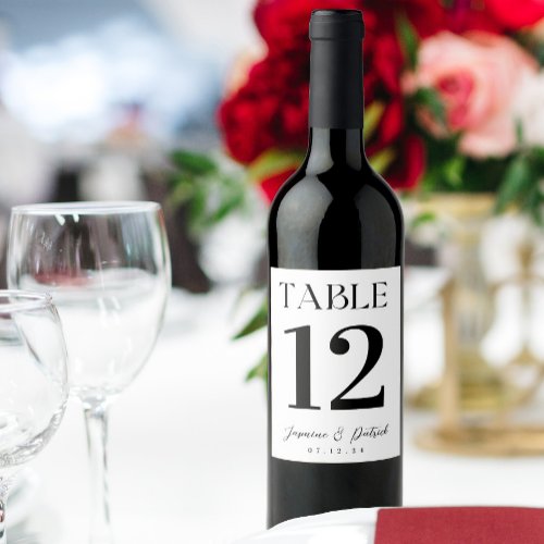 Modern and Elegant Table Number Wine Label