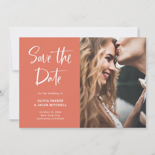 Modern and Elegant Terracotta  Photo Save The Date