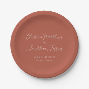Modern and Elegant Terracotta Wedding Paper Plates