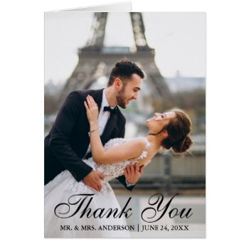 Modern And Elegant Wedding Photo Thank You Note by HappyMemoriesPaperCo at Zazzle